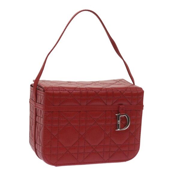 Christian Dior Canage Vanity Cosmetic Pouch Leather Red Auth hk1134V - Picture 1 of 15
